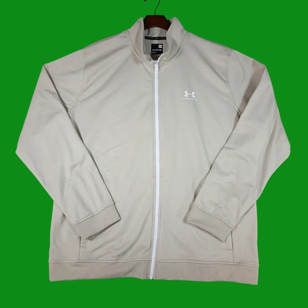 Under Armour Track Jacket Mens 2XL Tan Beige Athletic